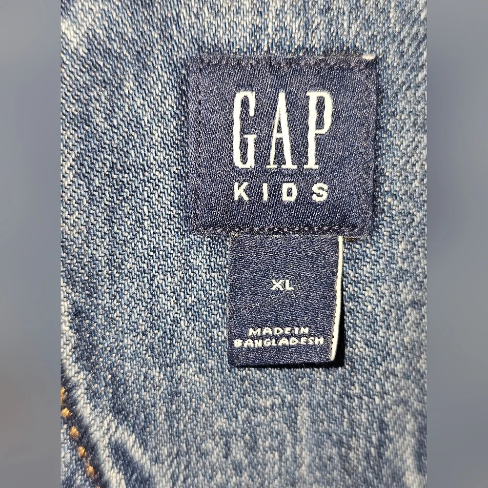 NWT GAP KIDS Sz XL Distressed Blue Denim Jean Overalls